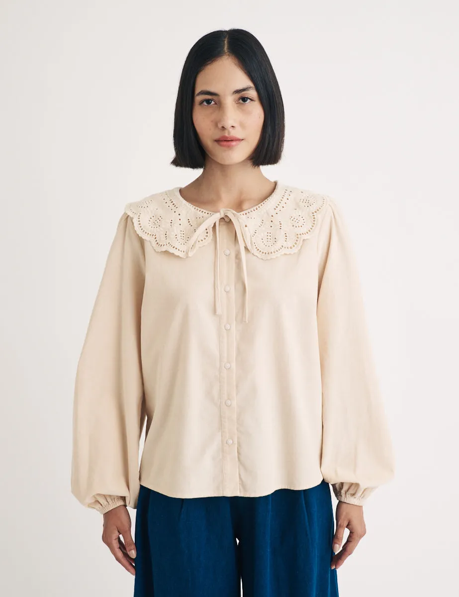 Stone Cord Broderie Collar Blouse sold by Nobody's Child