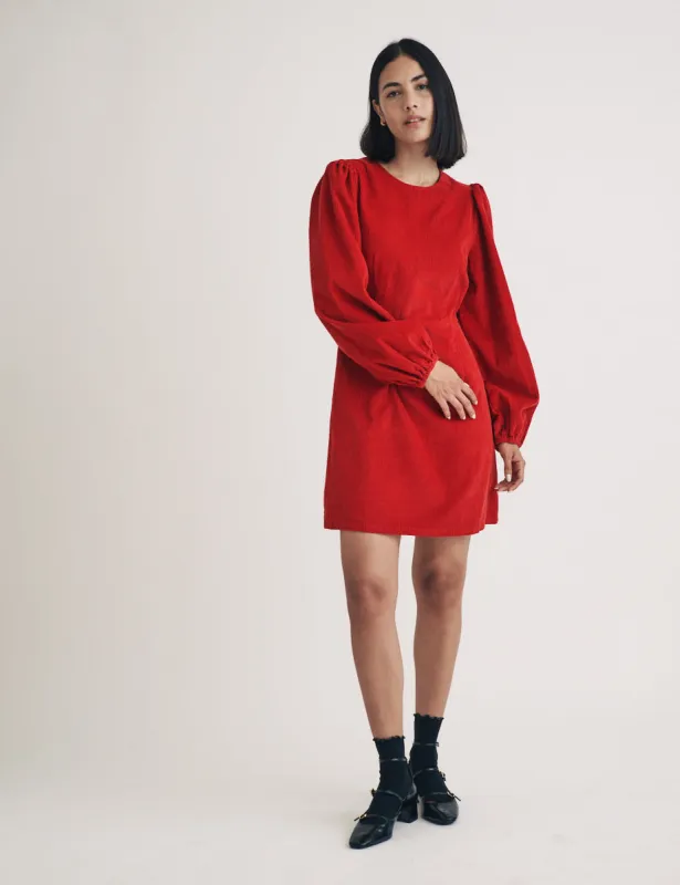 Red Cord Balloon Sleeve Patras Mini Dress sold by Nobody's Child