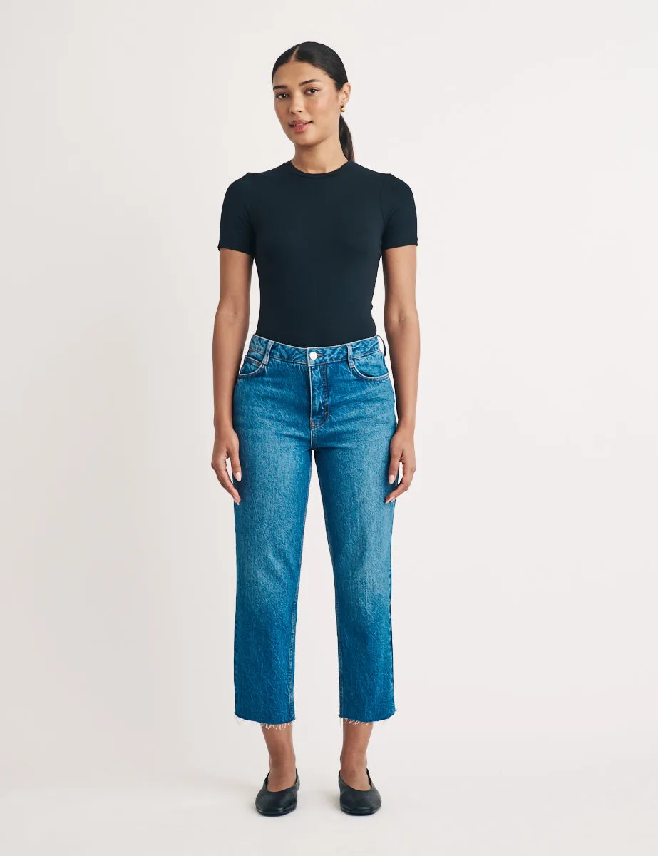 Mid Wash Straight Leg Cropped Jeans sold by Nobody's Child product image thumbnail 3