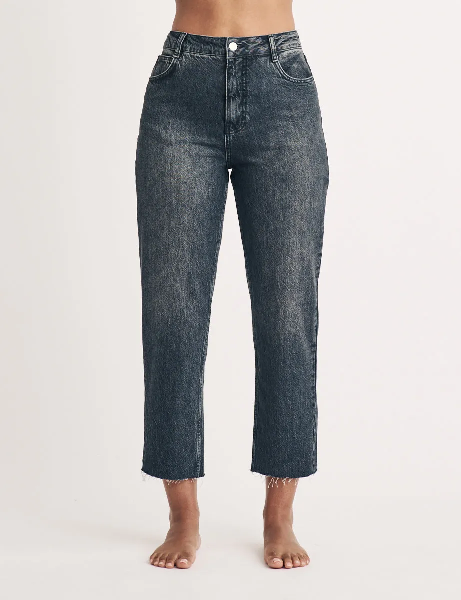 Black Straight Leg Cropped Jeans sold by Nobody's Child
