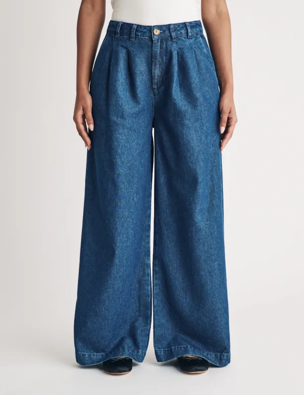 Mid Wash Wide Leg Ava Jeans sold by Nobody's Child