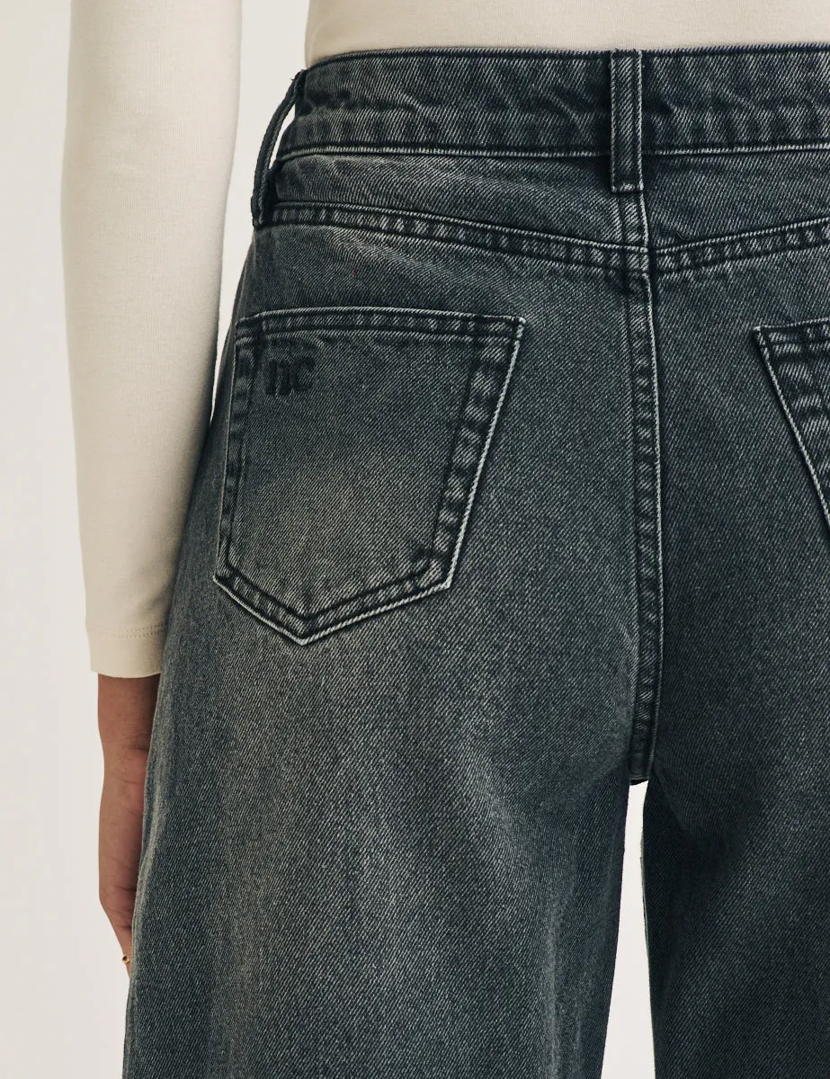 Washed Black High Rise Putney Barrel Leg Jeans sold by Nobody's Child product image thumbnail 2