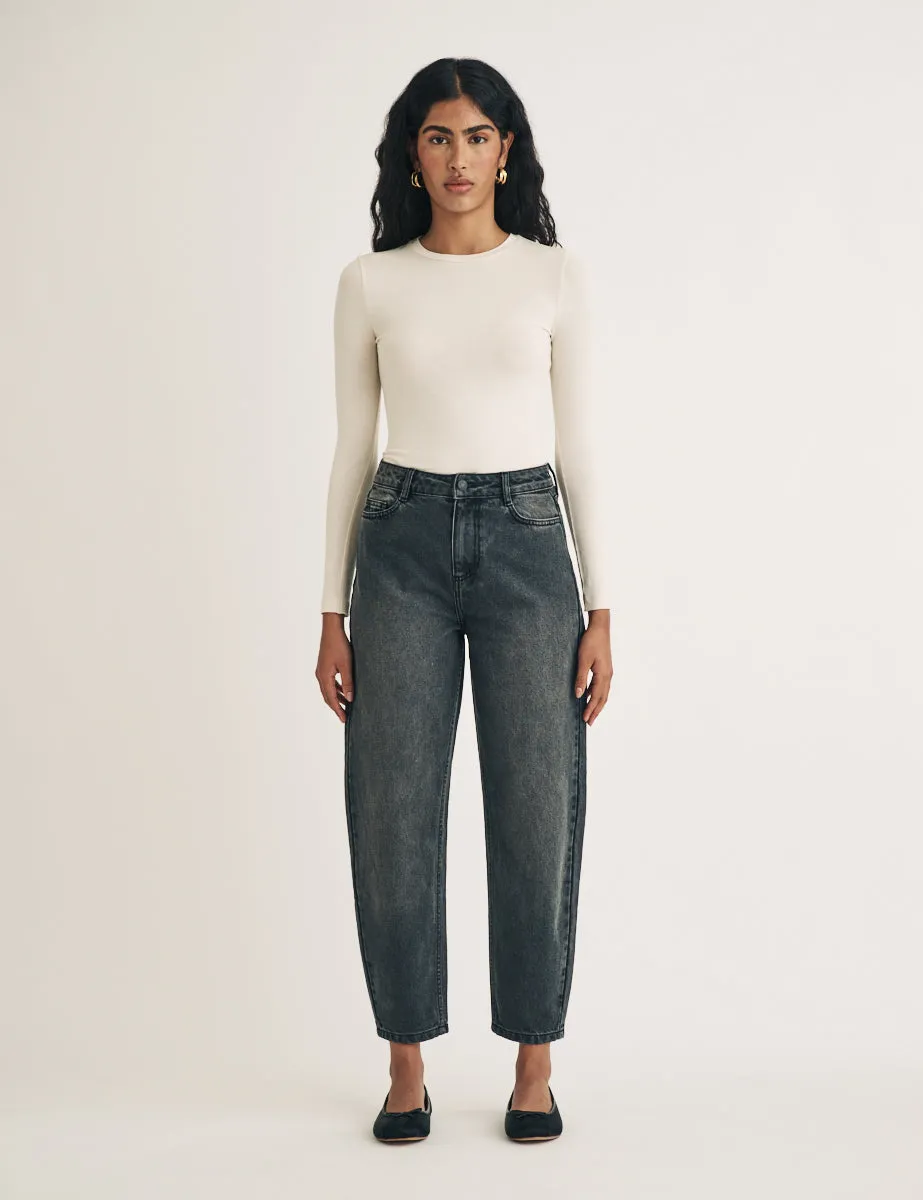 Washed Black High Rise Putney Barrel Leg Jeans sold by Nobody's Child product image thumbnail 3