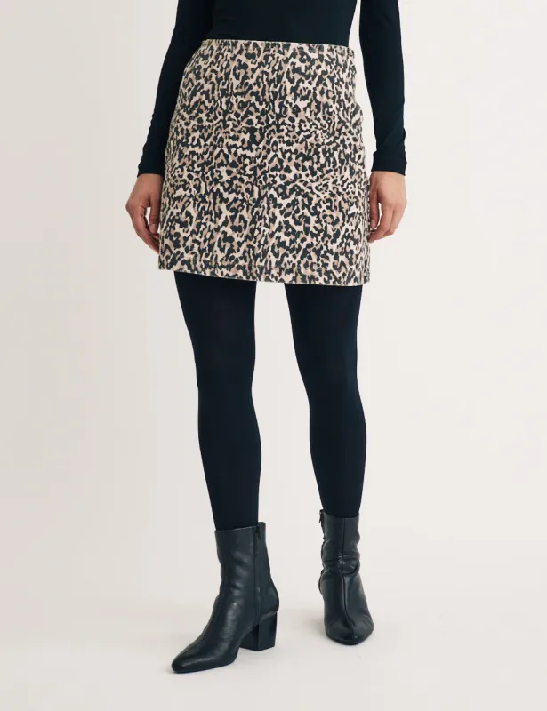 Leopard Print Denim Mini Skirt sold by Nobody's Child