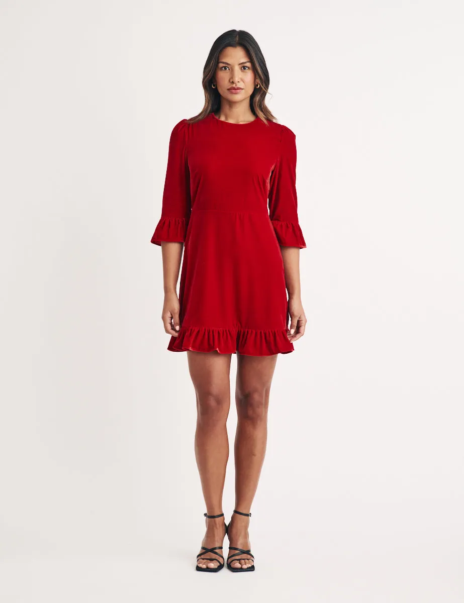 Red Velvet Fleur Mini Dress sold by Nobody's Child