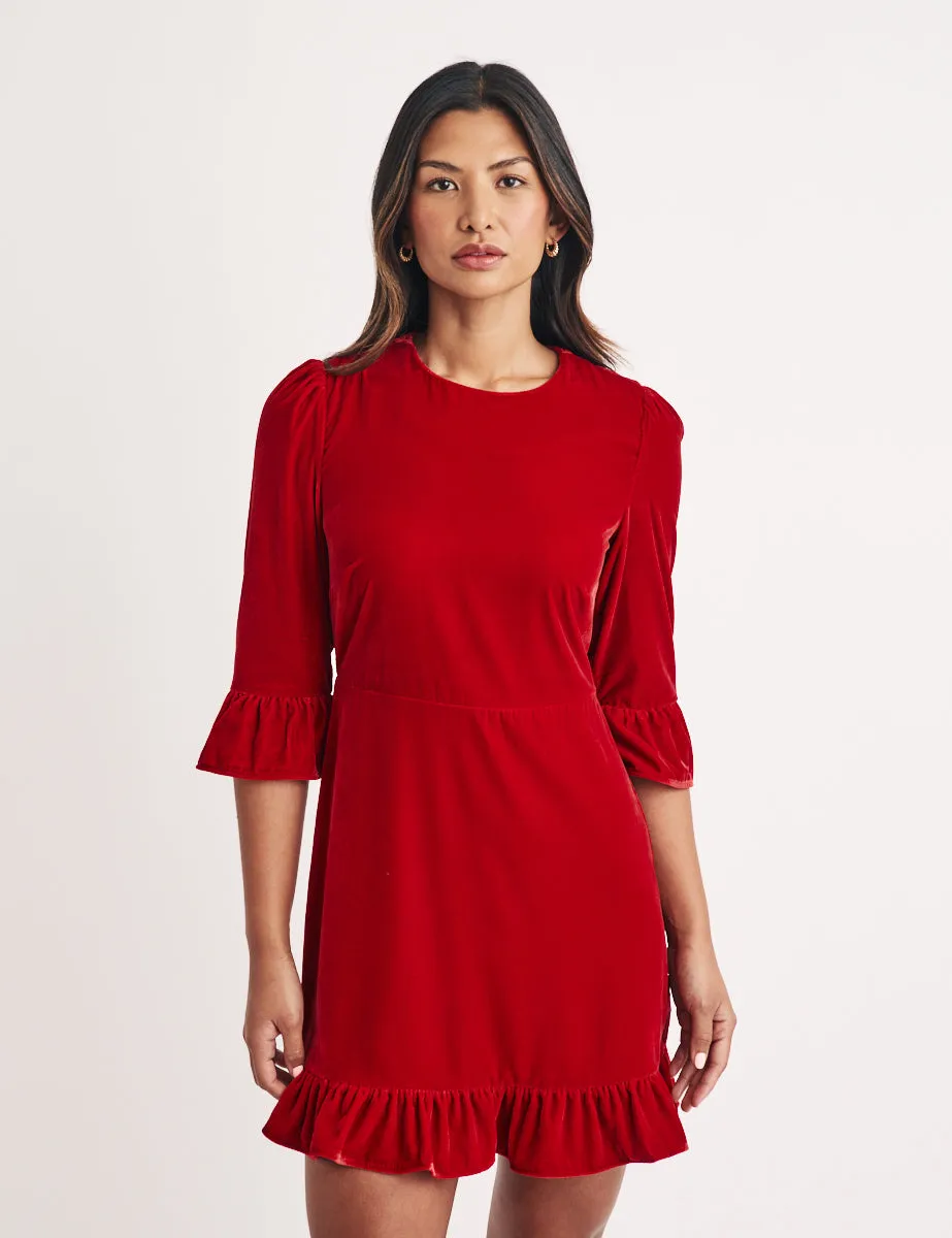 Red Velvet Fleur Mini Dress sold by Nobody's Child product image thumbnail 3