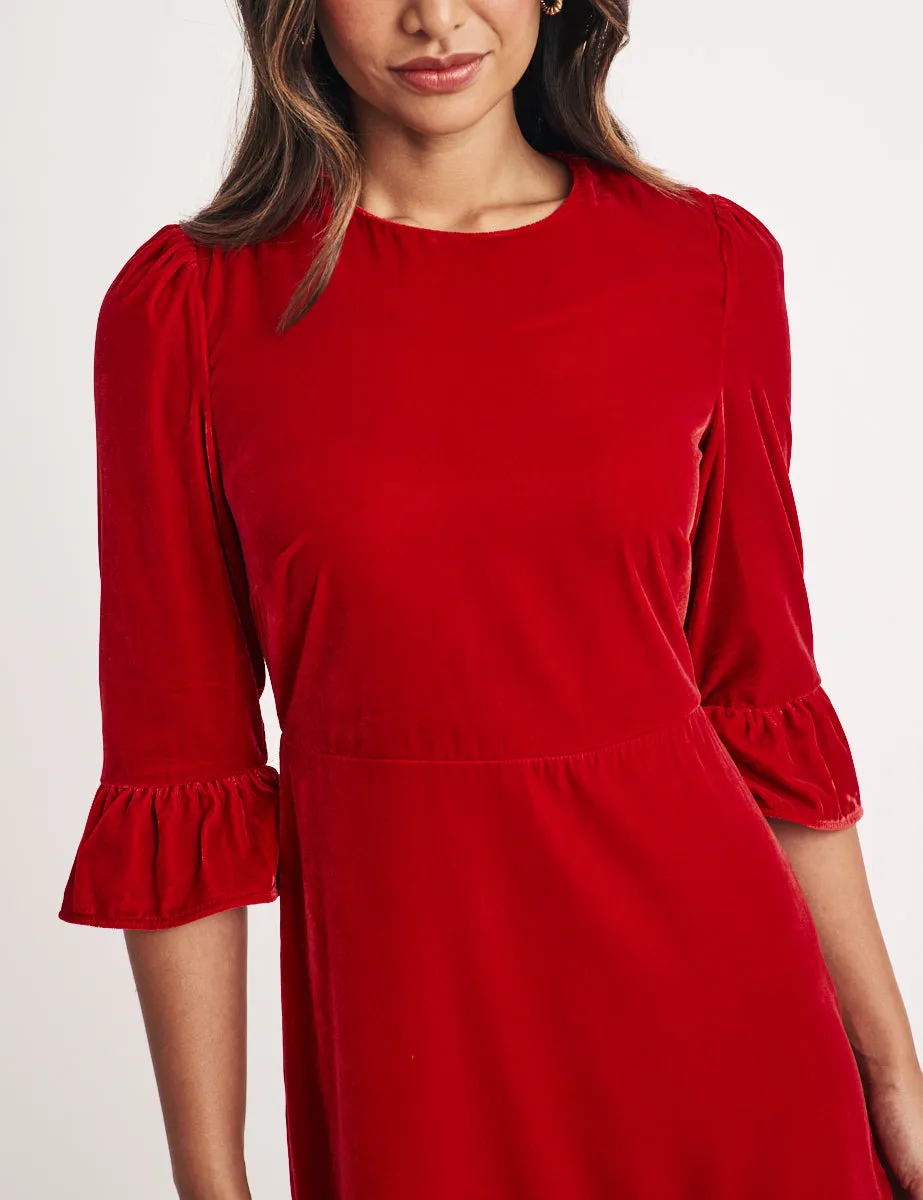 Red Velvet Fleur Mini Dress sold by Nobody's Child product image thumbnail 2