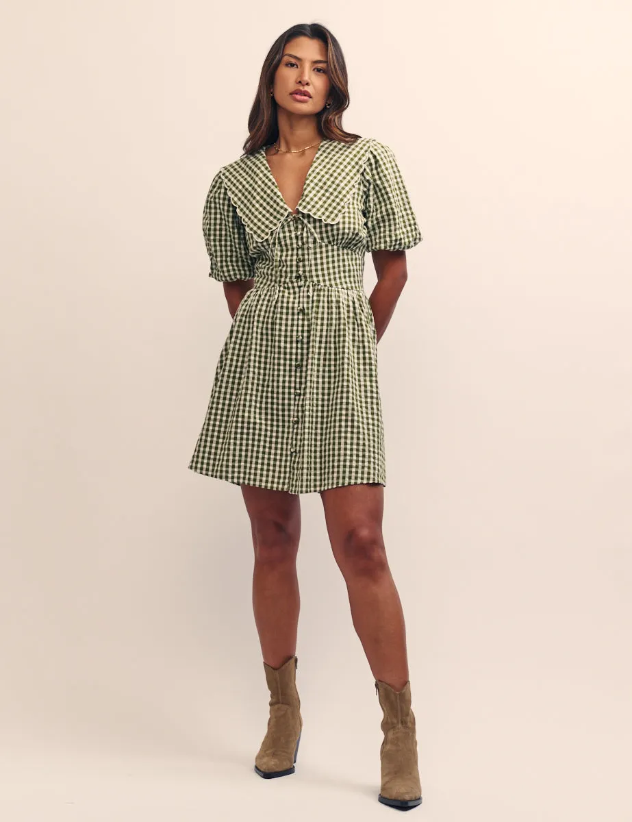 Green Gingham Birdie Mini Dress sold by Nobody's Child
