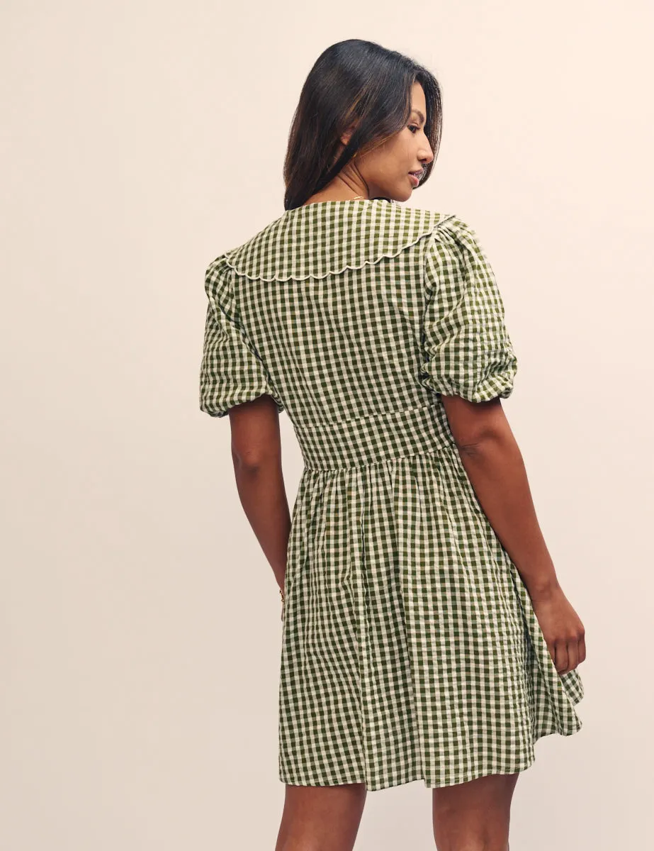 Green Gingham Birdie Mini Dress sold by Nobody's Child product image thumbnail 4