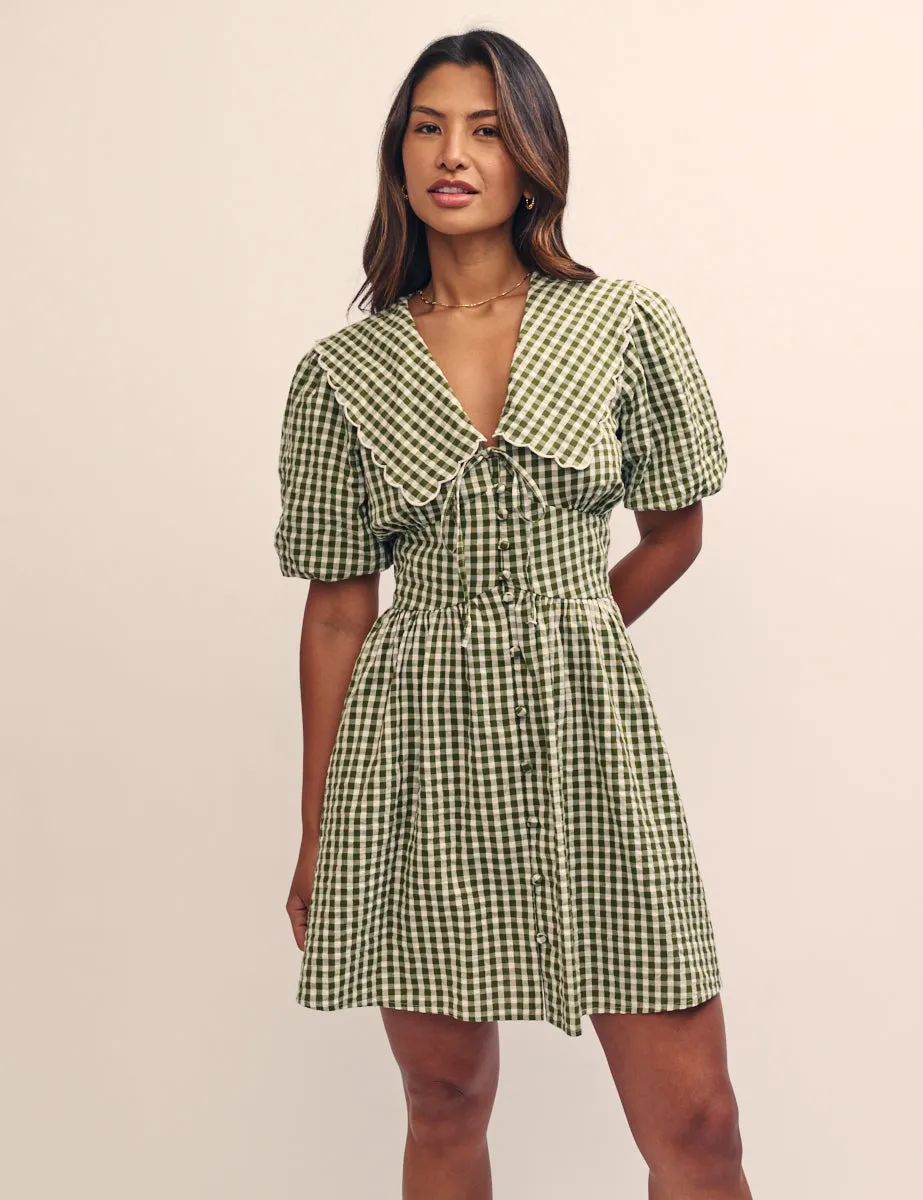 Green Gingham Birdie Mini Dress sold by Nobody's Child product image thumbnail 3