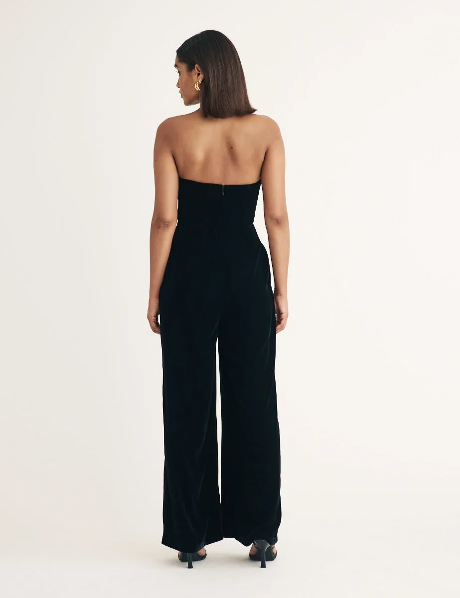 Black Velvet Strapless Jumpsuit sold by Nobody's Child product image thumbnail 5