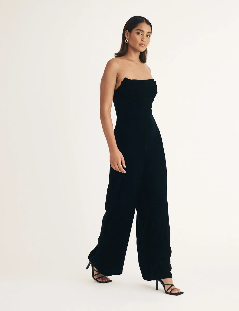 Black Velvet Strapless Jumpsuit sold by Nobody's Child product image thumbnail 3