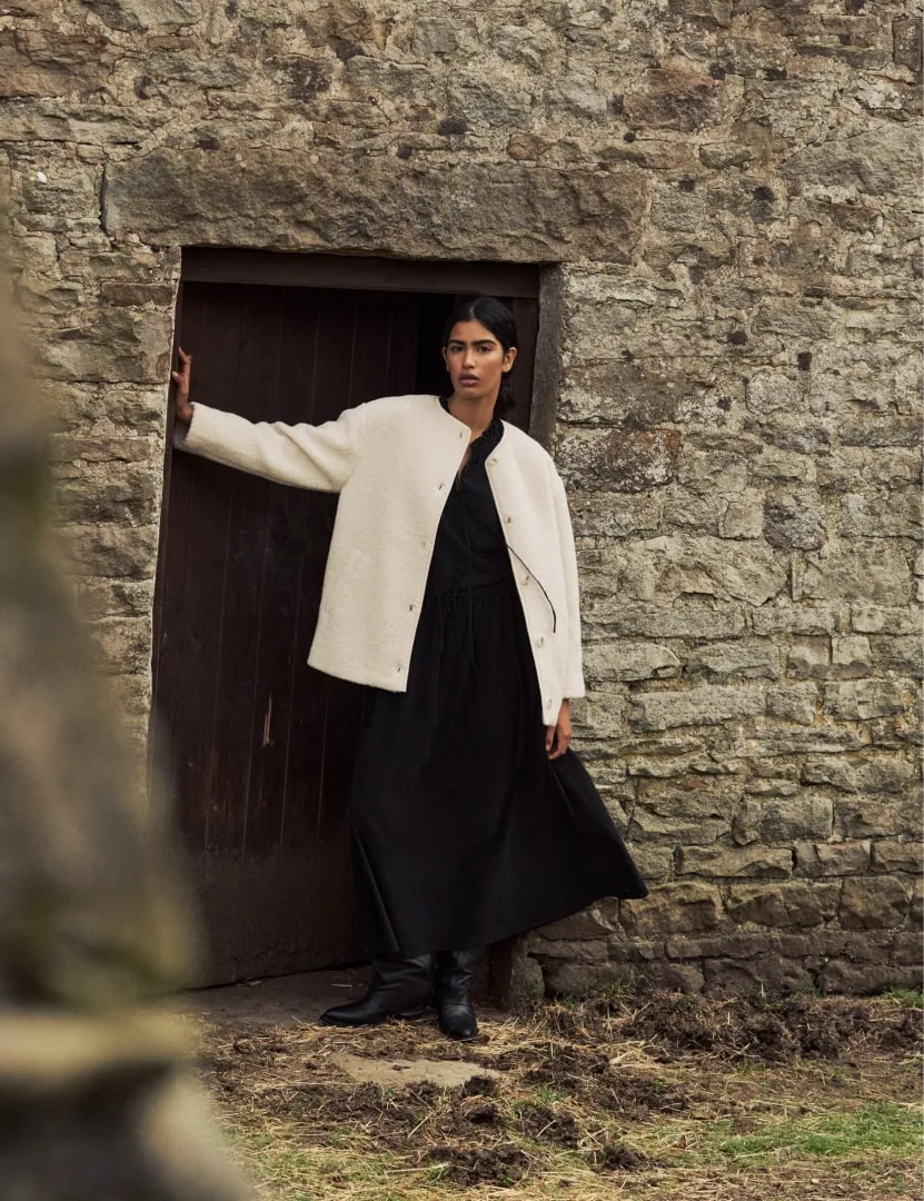 Cream Crew Neck Borg Coat sold by Nobody's Child product image thumbnail 3