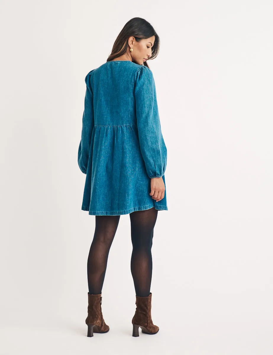 Denim Tie Front Eden Mini Dress sold by Nobody's Child product image thumbnail 5