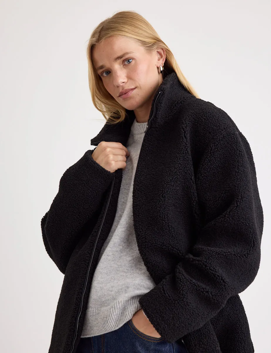 Black Zip Through Borg Jacket sold by Nobody's Child product image thumbnail 2