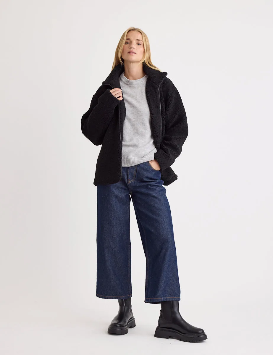 Black Zip Through Borg Jacket sold by Nobody's Child product image thumbnail 4