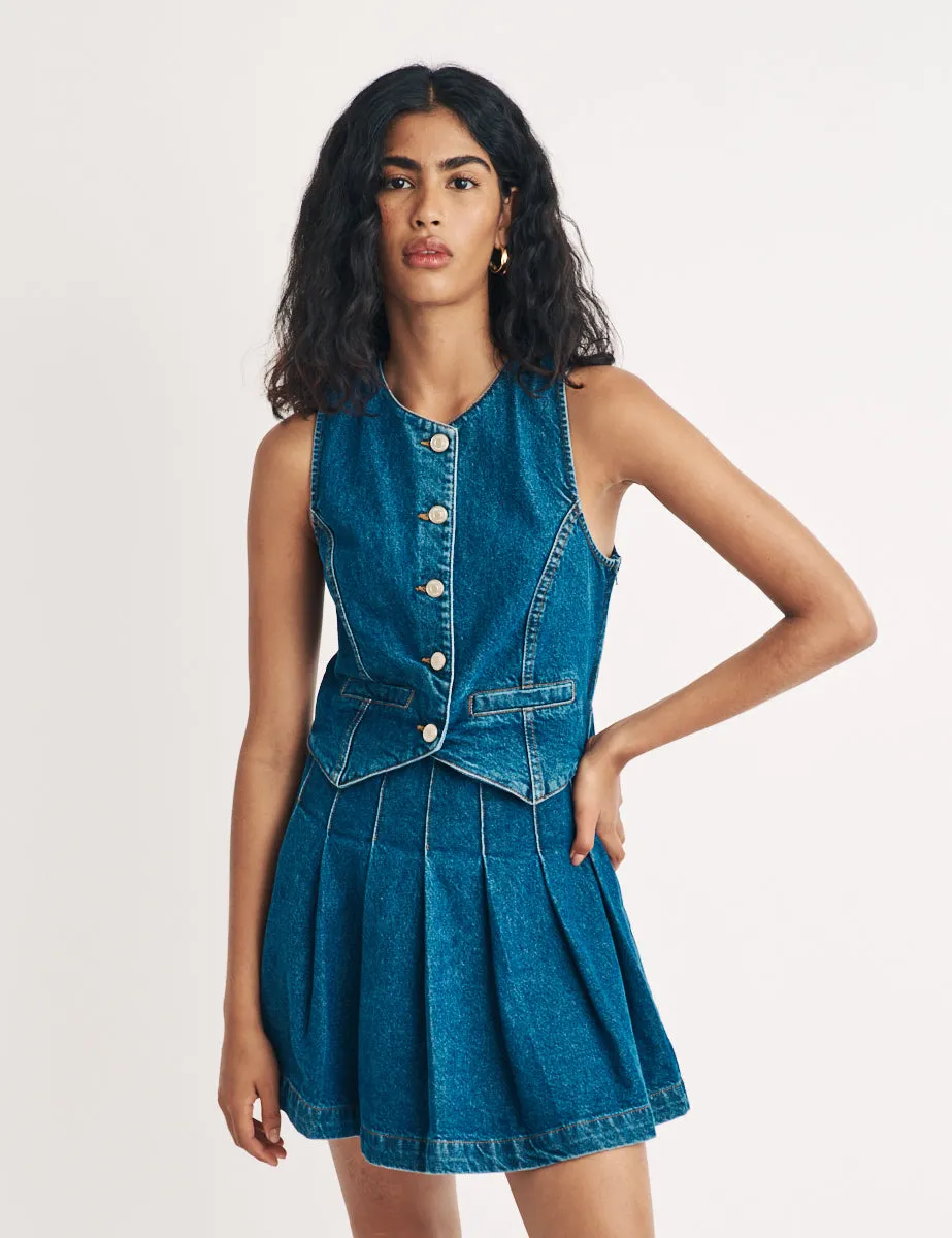 Denim Sinatra Waistcoat Mini Dress sold by Nobody's Child