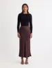 Brown Satin Mila Midi Slip Skirt sold by Nobody's Child
