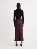 Brown Satin Mila Midi Slip Skirt sold by Nobody's Child