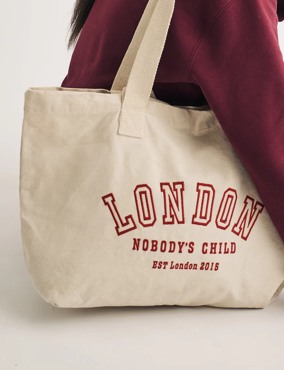 Beige London Logo Canvas Tote Bag sold by Nobody's Child product image thumbnail 3
