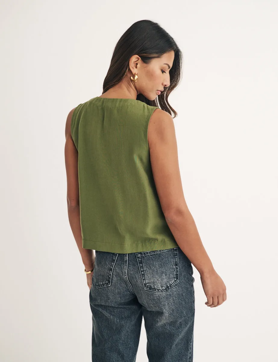 Green Tessa Tie Front Top sold by Nobody's Child product image thumbnail 4