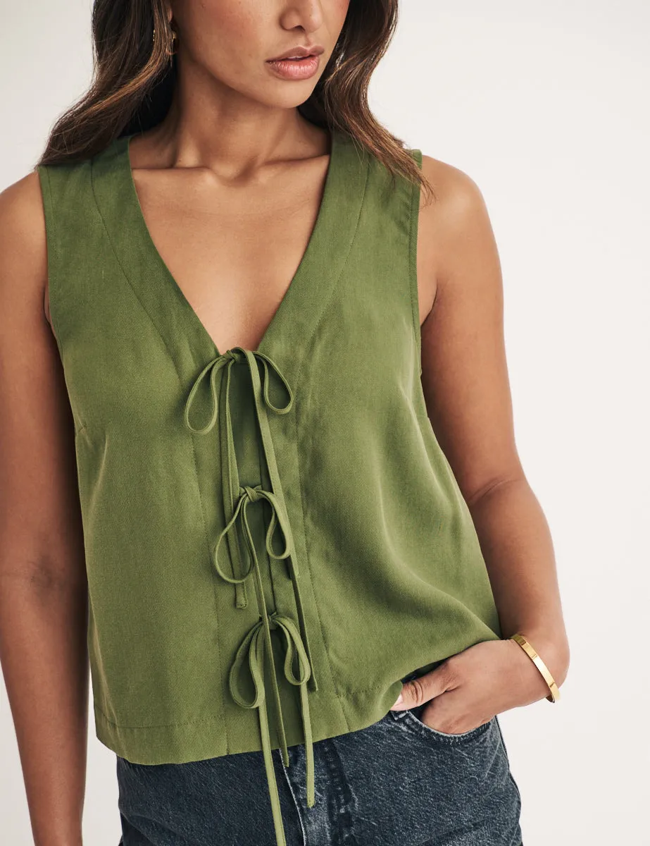 Green Tessa Tie Front Top sold by Nobody's Child product image thumbnail 2