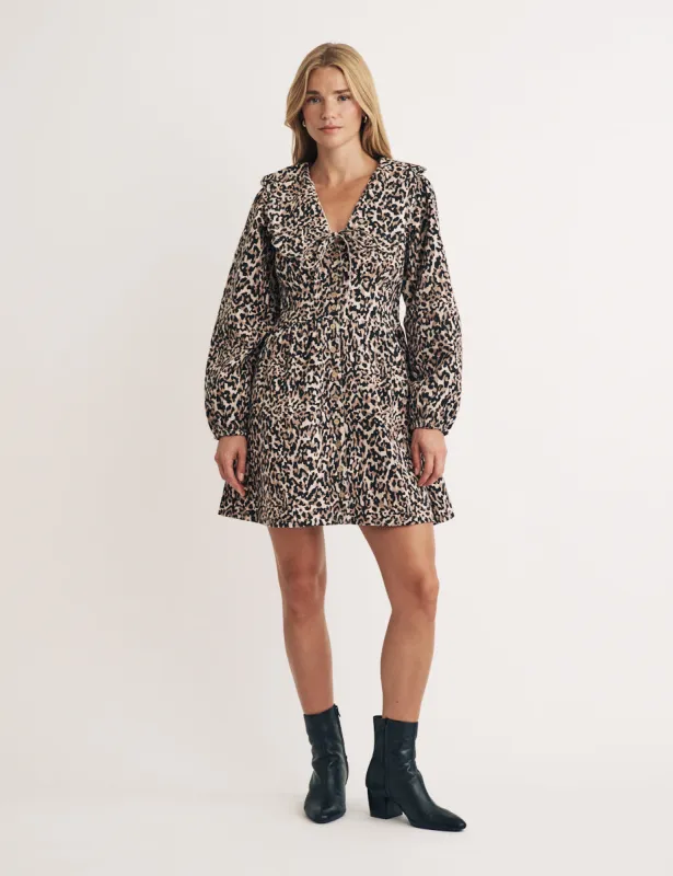 Leopard Print Denim Birdie Mini Dress sold by Nobody's Child