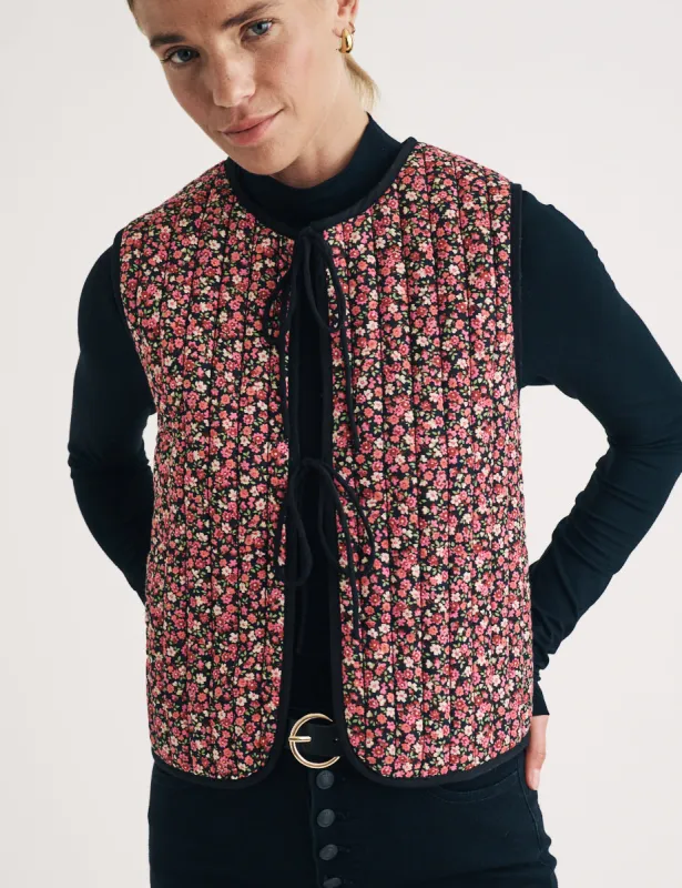 Pink Floral Quilted Gilet sold by Nobody's Child