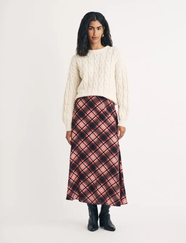 Pink Check Milo Midi Skirt sold by Nobody's Child