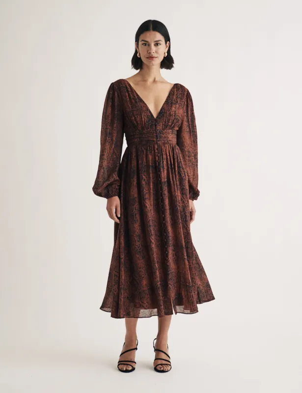 Snake Print Aine Midi Dress sold by Nobody's Child