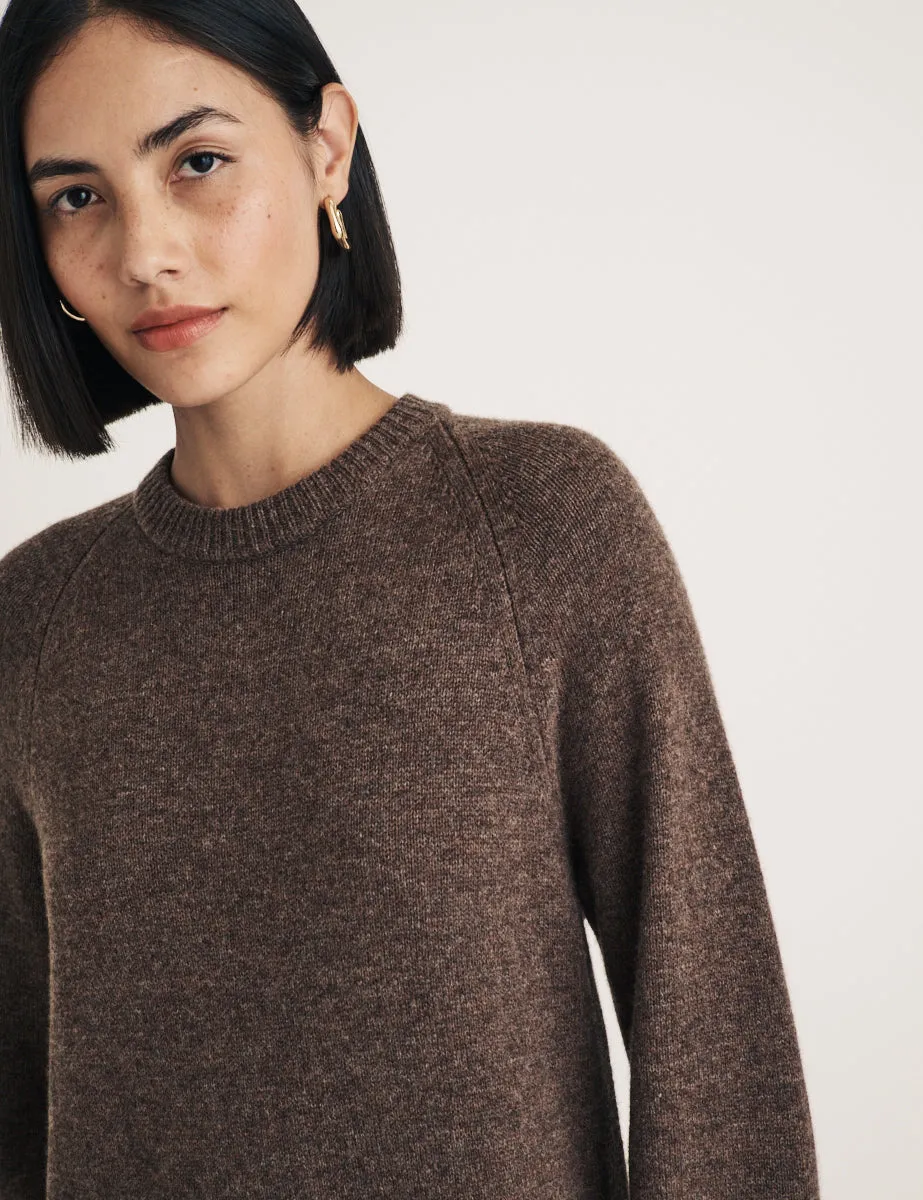 Brown Crew Neck Wool Knitted Midi Jumper Dress sold by Nobody's Child product image thumbnail 2