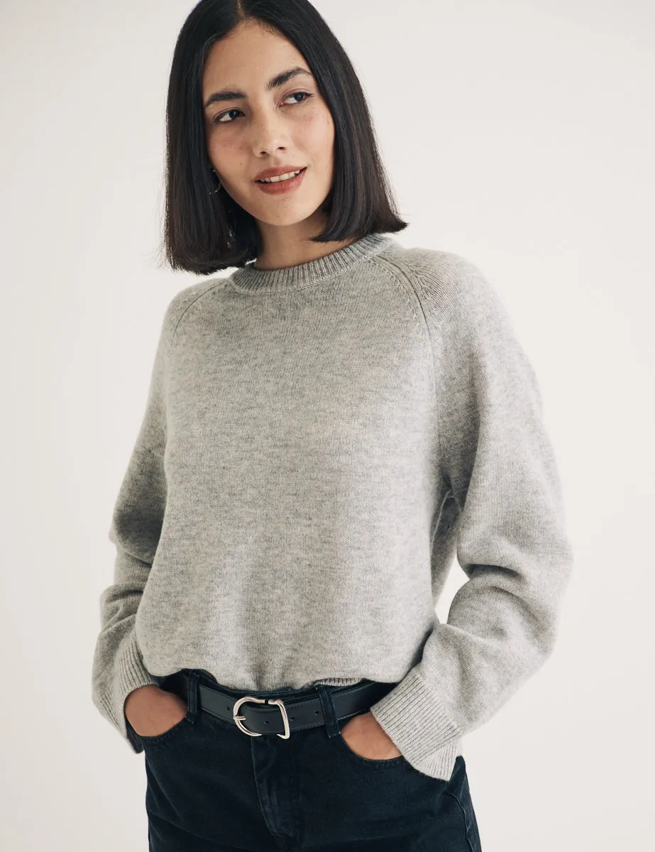 Grey Crew Neck Wool Knitted Jumper sold by Nobody's Child product image thumbnail 3