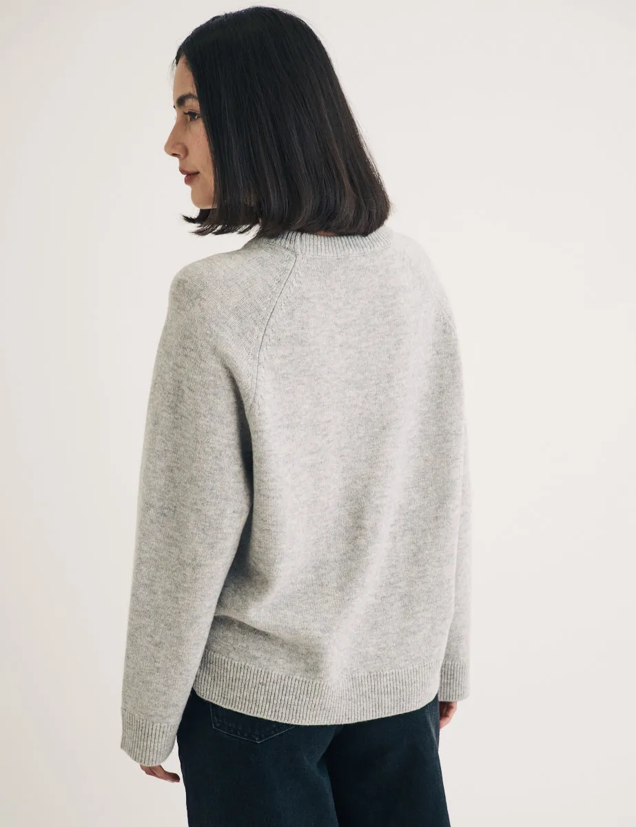 Grey Crew Neck Wool Knitted Jumper sold by Nobody's Child product image thumbnail 4