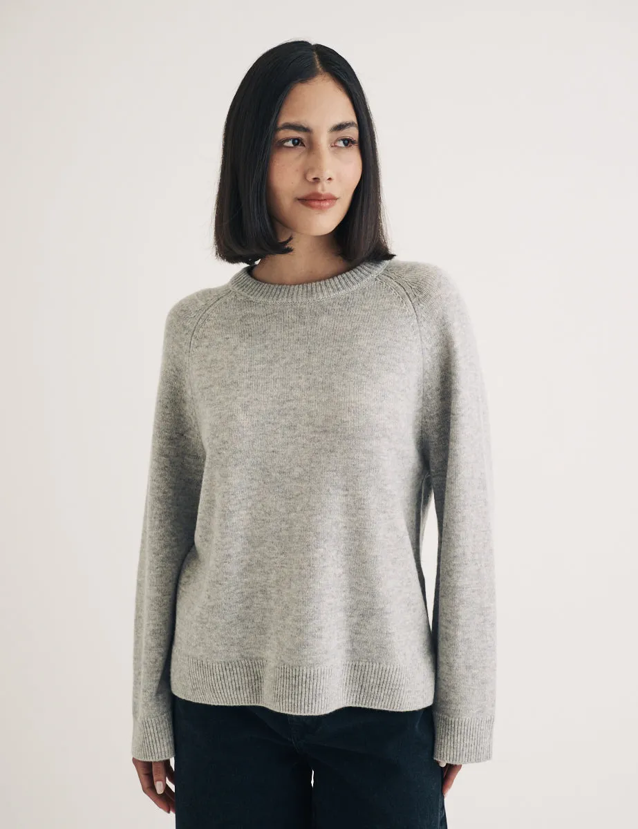 Grey Crew Neck Wool Knitted Jumper sold by Nobody's Child