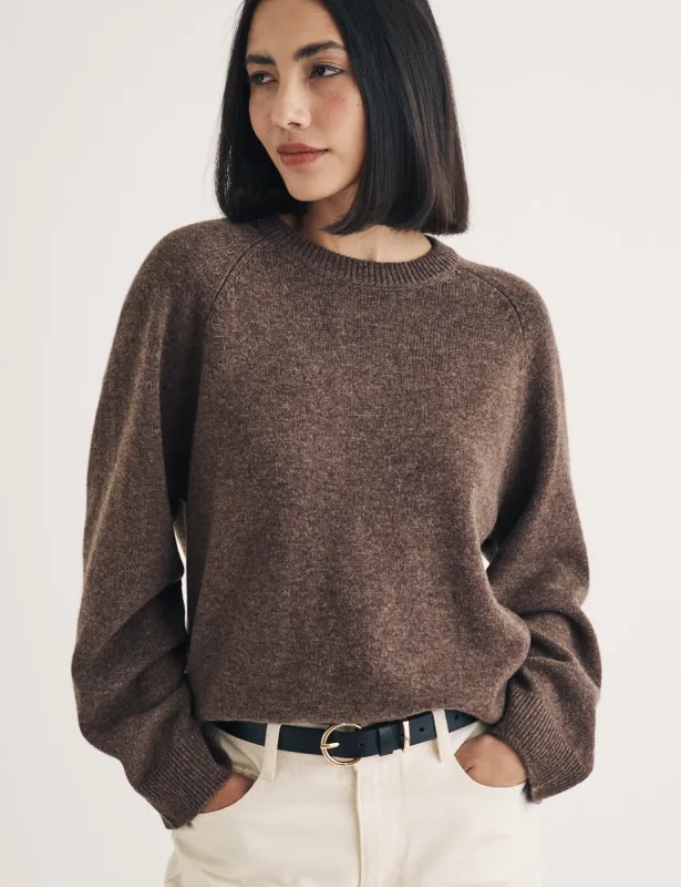 Brown Crew Neck Wool Knitted Jumper sold by Nobody's Child