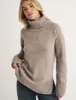 Beige Oversized Roll Neck Wool Knitted Jumper sold by Nobody's Child