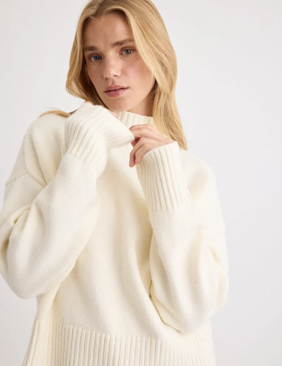 Cream Funnel Neck Knitted Jumper sold by Nobody's Child product image thumbnail 2