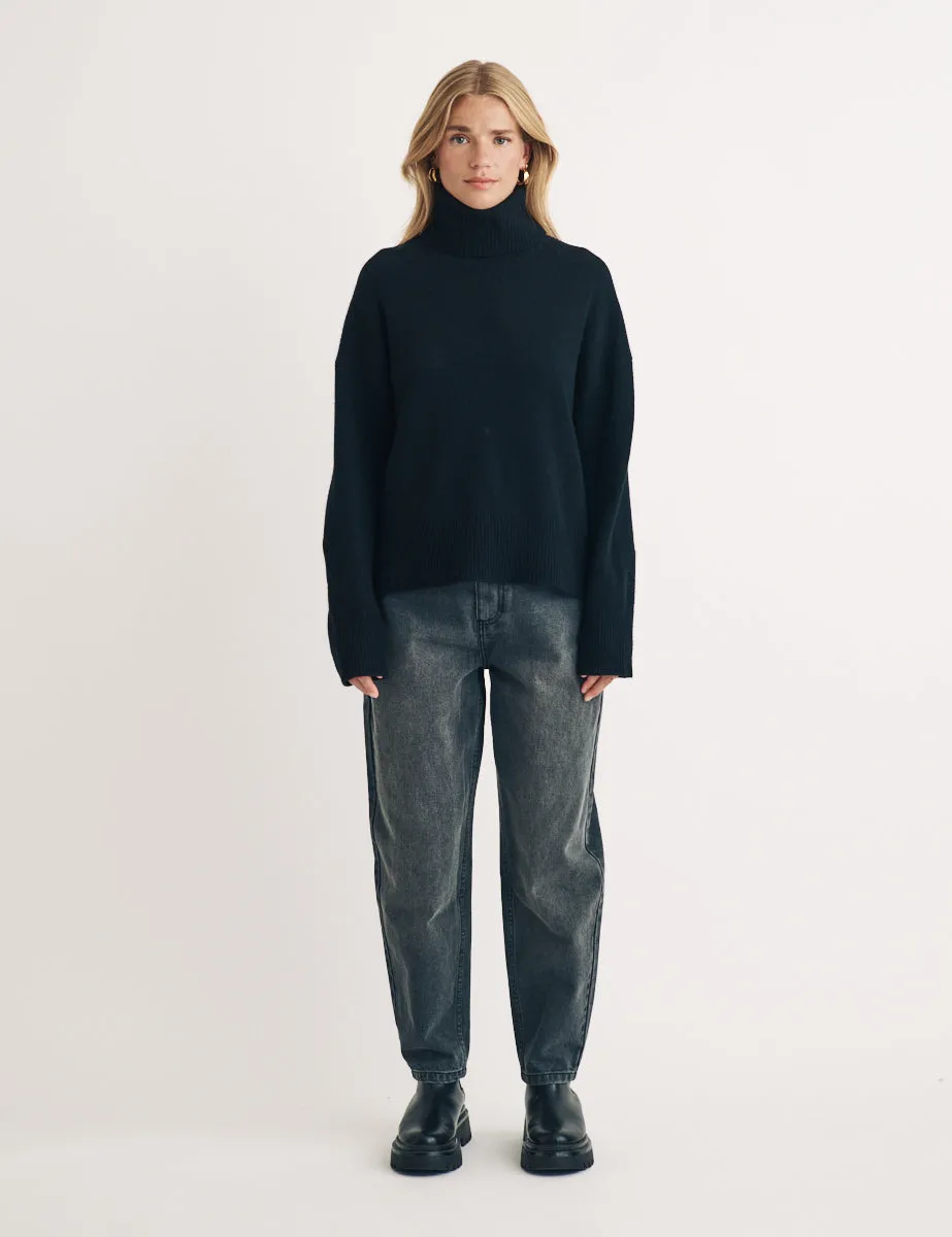 Black Roll Neck Wool Knitted Jumper sold by Nobody's Child product image thumbnail 3