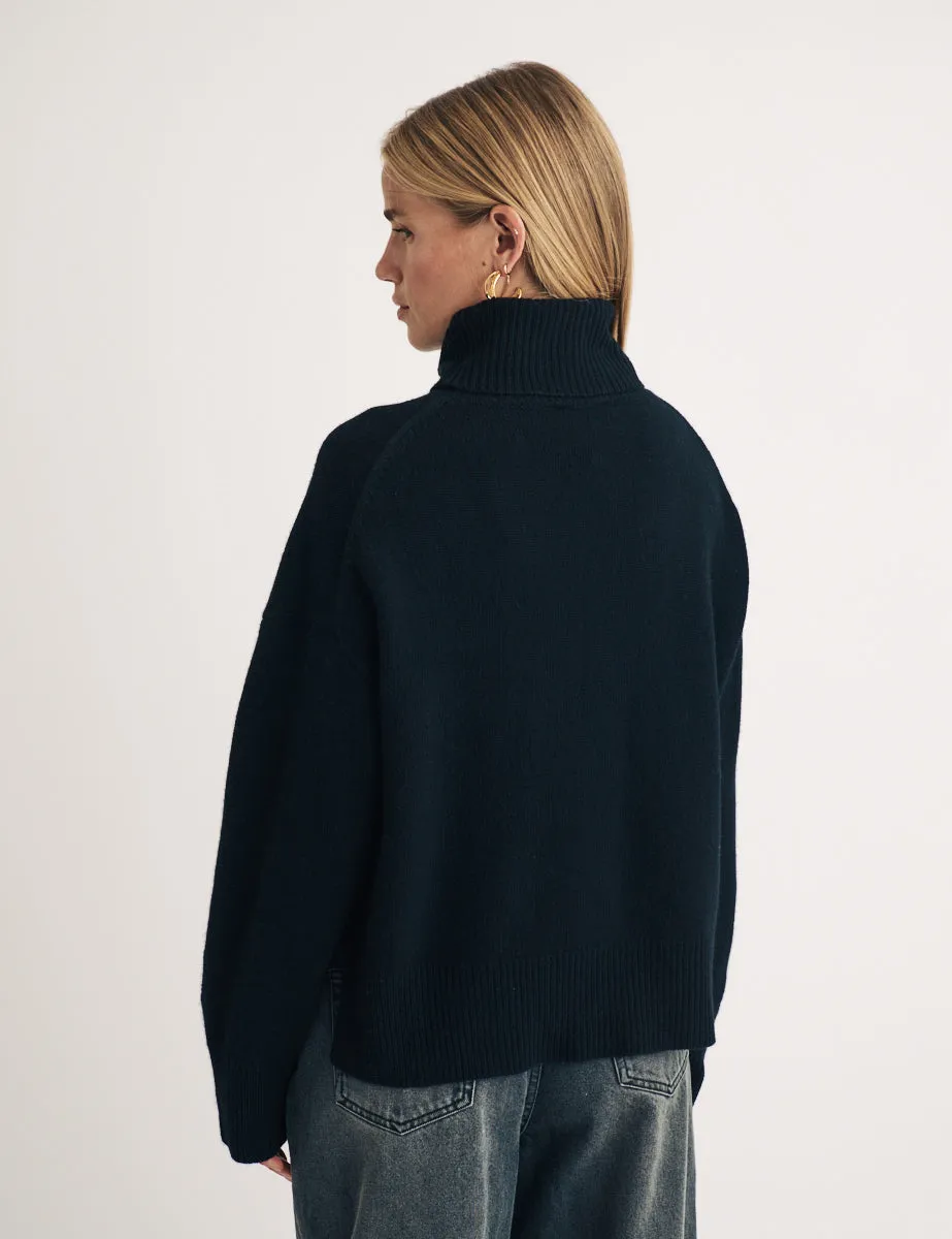 Black Roll Neck Wool Knitted Jumper sold by Nobody's Child product image thumbnail 4