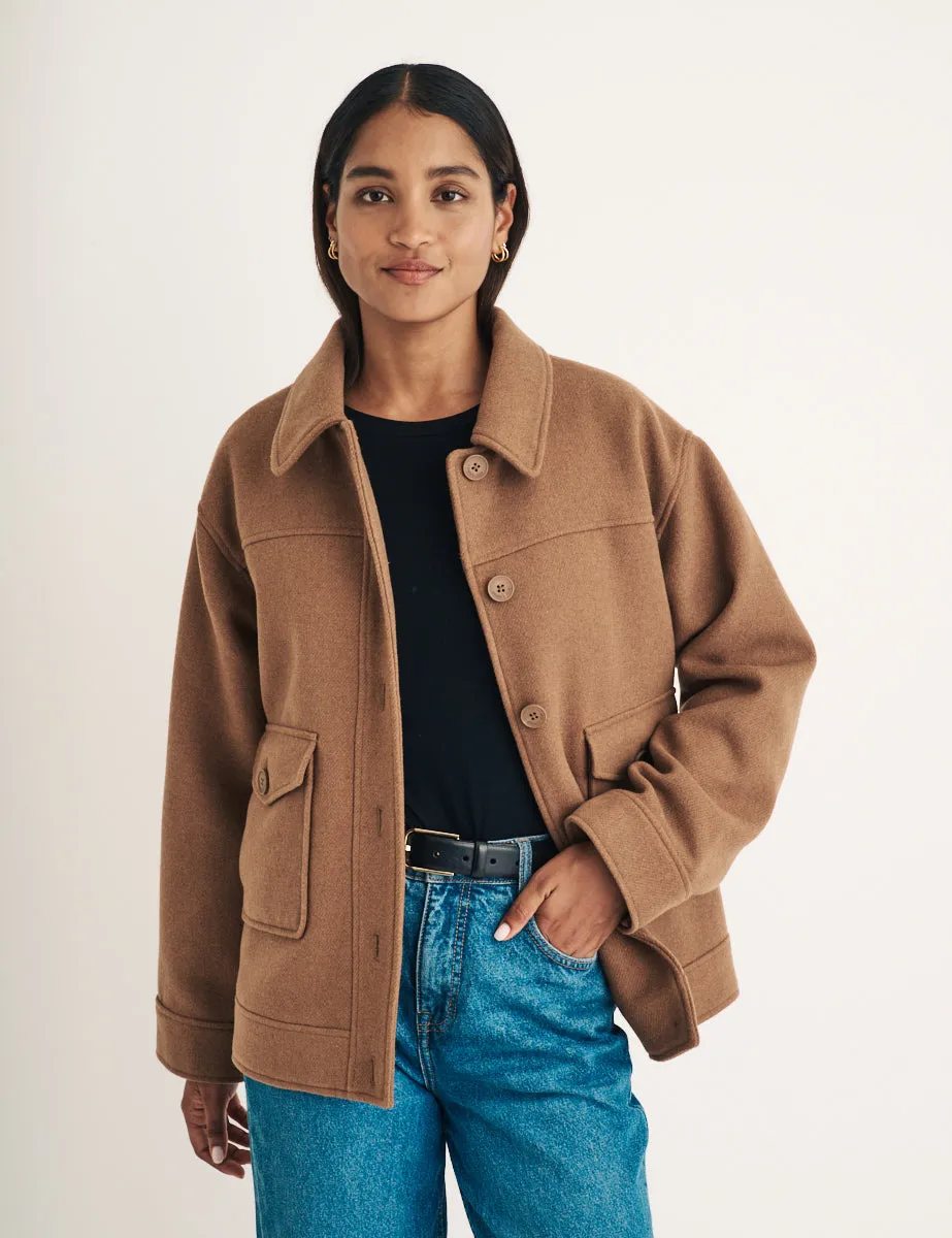 Camel Wool Blend Shirt Jacket sold by Nobody's Child