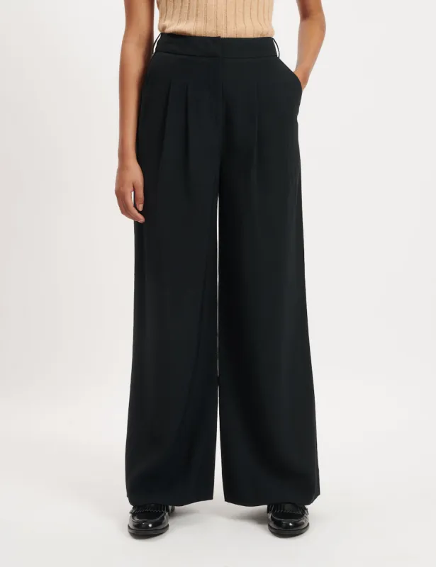 Black Wide Leg Tailored Trousers sold by Nobody's Child