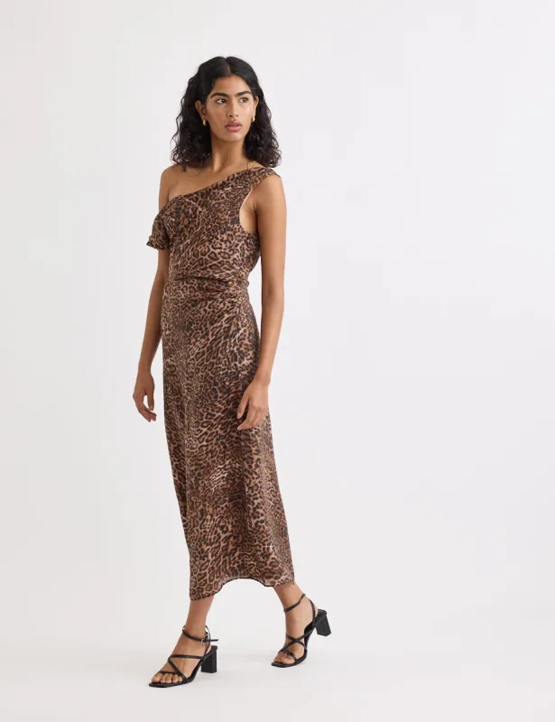 Leopard Print Off Shoulder Skylar Midi Dress made by Nobody's Child