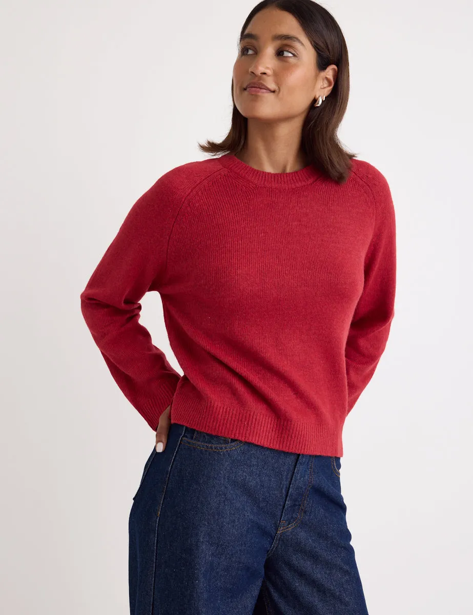 Red Crew Neck Knitted Jumper sold by Nobody's Child