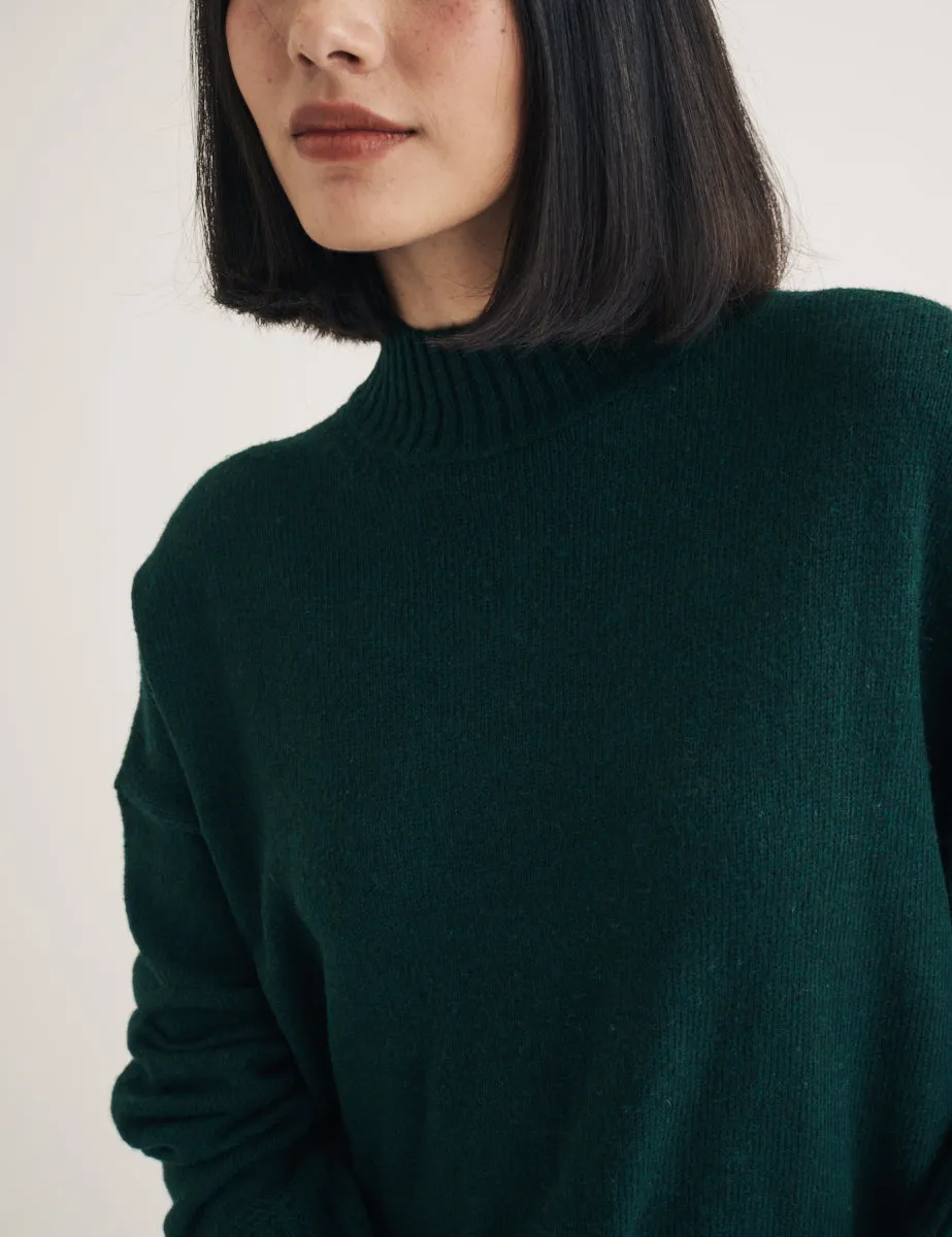 Green Funnel Neck Longline Knitted Jumper sold by Nobody's Child product image thumbnail 3