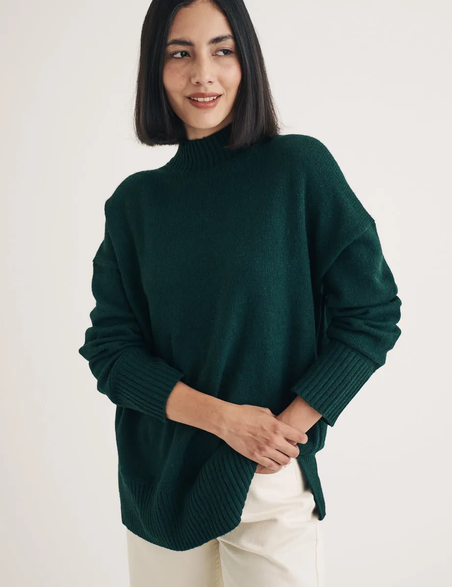 Green Funnel Neck Longline Knitted Jumper sold by Nobody's Child product image thumbnail 2