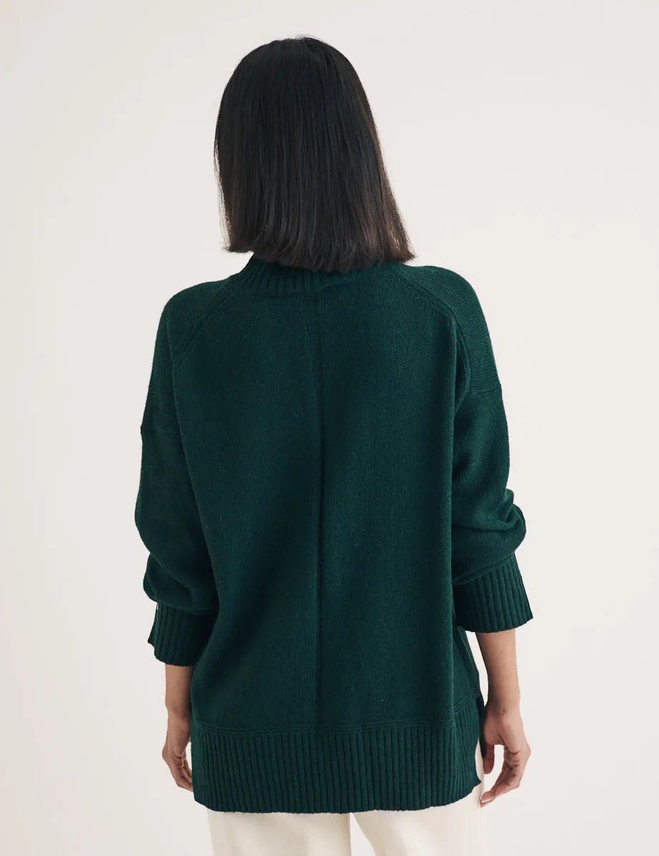 Green Funnel Neck Longline Knitted Jumper sold by Nobody's Child product image thumbnail 4