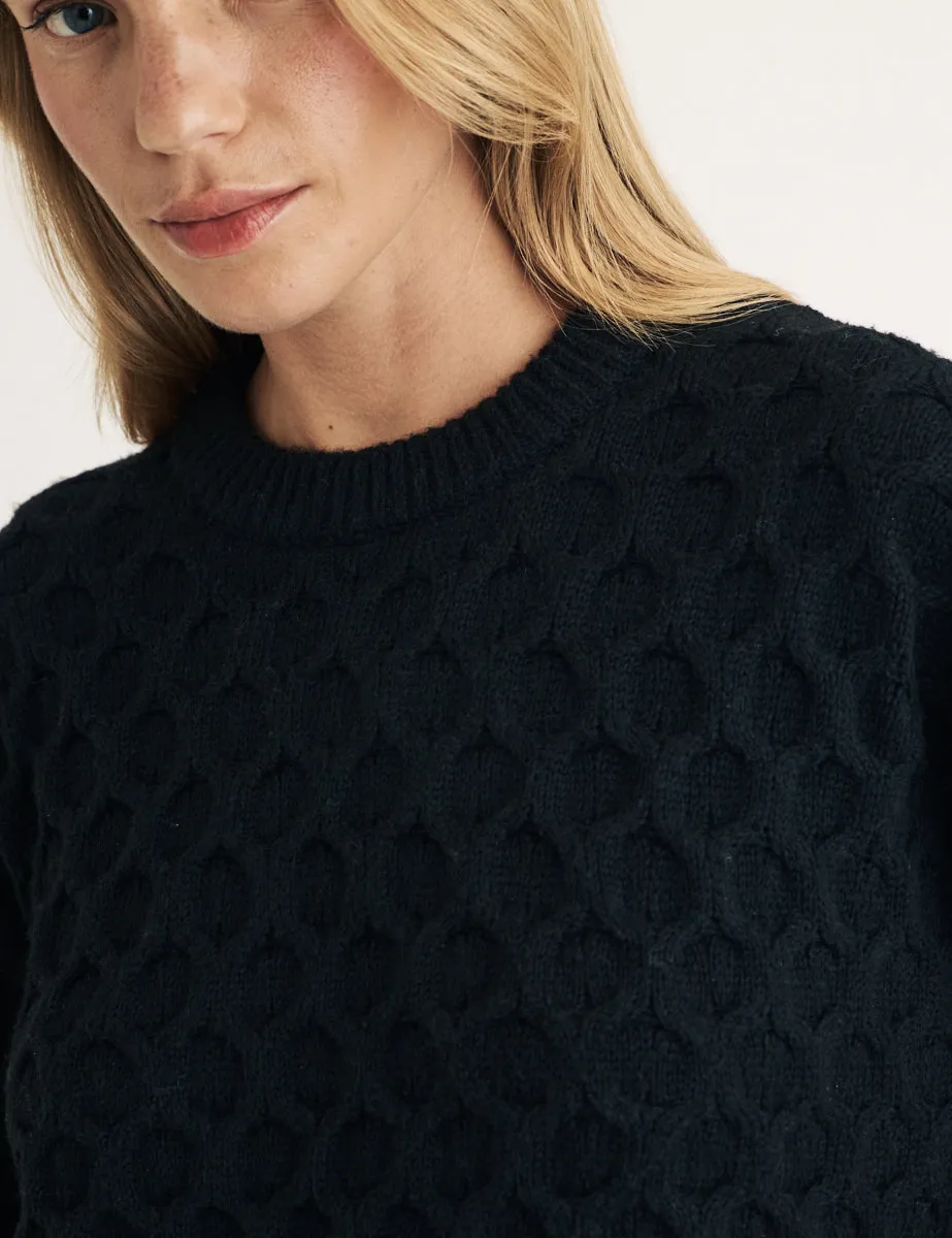 Black Crew Neck Cable Knitted Jumper sold by Nobody's Child product image thumbnail 2