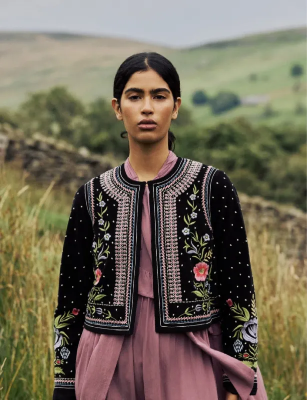 Black Embroidered Cord Jacket sold by Nobody's Child