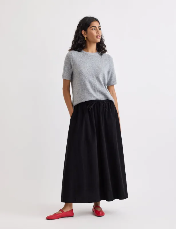 Black Cord Tie Waist Midi Skirt sold by Nobody's Child