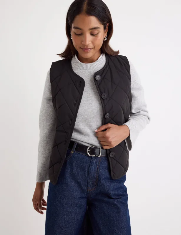 Black Quilted Waistcoat sold by Nobody's Child